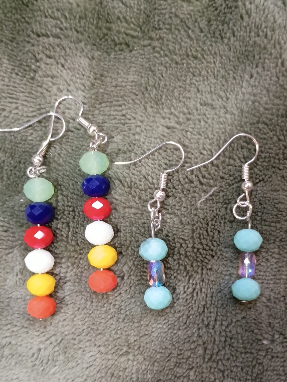 Handmade Multi-Color Faceted Bead Dangle Earrings - Colorful Stack